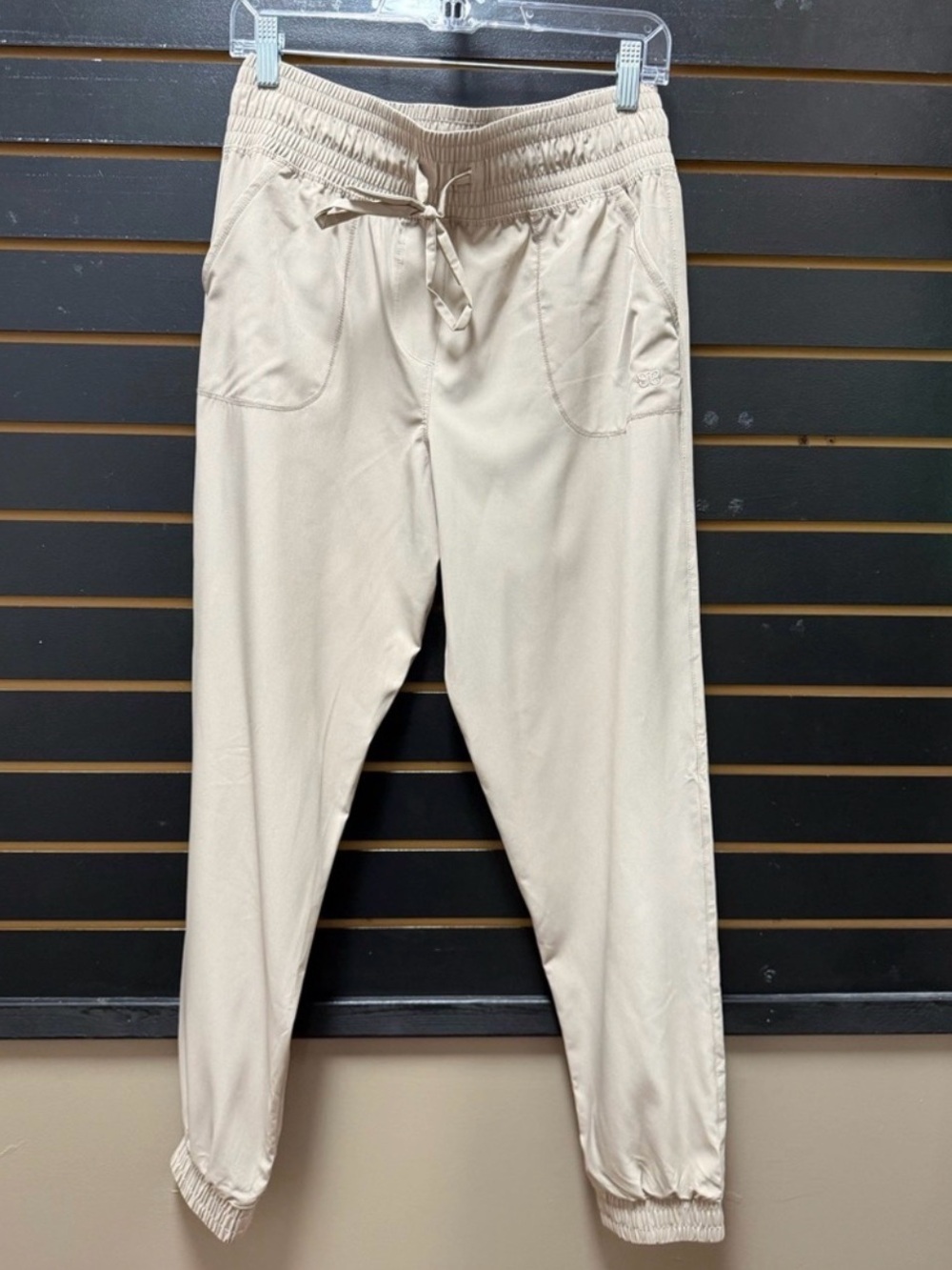 Albion Beige Nylon Stretch Joggers Medium Tall